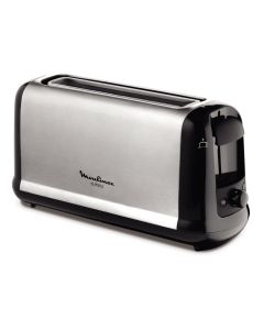 Tostador Subito 3 de 1 ranura larga de color negro y de acero inox moulinex