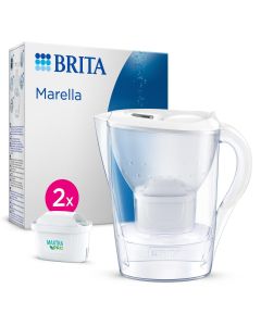 BRITA Jarra con Filtro de Agua Marella Blanca 2,4 L Incl. 2x Cartuchos MAXTRA PRO All-in-1
