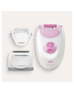 Braun Silk-épil 3 3-270 Depiladora Eléctrica Mujer Para Una Depilación Duradera, Cabezal de Rasurado y Recorte, Sistema de 20 Pinzas, Luz Smartlight, Rodillos De Masaje, Blanca/Rosa