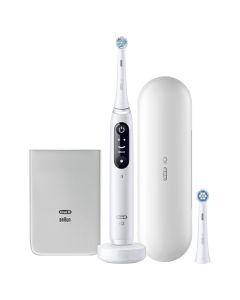 Oral-B iO 7W Cepillo Eléctrico Blanco, Con 2 Cabezales, 1 Estuche De Viaje Y 1 Funda Para Cargador, Diseñado Por Braun