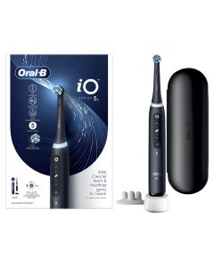 Oral-B iO 5S Cepillo Eléctrico Negro, Con 1 Cabezal Y 1 Estuche De Viaje, Diseñado Por Braun