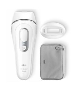Braun Silk·expert Pro 3 PL3020 - Depiladora De Luz Pulsada (IPL) De Última Generación Para Mujer Y Hombre, Depilación Permanente Del Vello Visible En Casa, Blanca/Plateada, Con Funda Y Maquinilla Venus