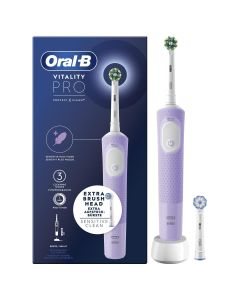 Oral-B Vitality Pro Cepillo Eléctrico Morado, Con 2 Cabezales, Diseñado Por Braun