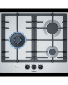 Placa de gas Bosch PCC6A5B90 hobs Acero inoxidable Integrado Encimera 3 zona(s)