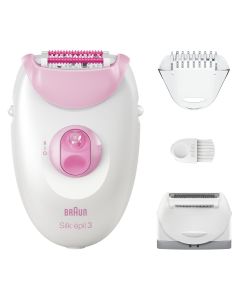 Braun Silk-épil 3, Depiladora Con Cable Para La Eliminación Del Vello, Semanas De Piel Suave, Con Cabezal De Rasuradora Femenina Y Peine De Recorte, 3-031, Rosa