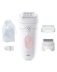 Braun Silk-épil 5, Depiladora Para Una Eliminación Del Vello Fácil, En Seco Y En Mojado, Piel Suave Duradera, Con Cabezal De Rasuradora Femenina Y Peine De Recorte, 5-030, Blanco/Flamenco