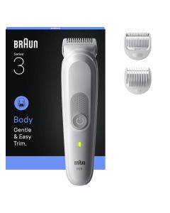 Braun Recortadora Corporal Series 3 BG3530, +3 Accesorios De Rasurado, Con SkinGuard, 80 Min De Autonomía, Suave En Áreas Sensibles, Afeita Y Recorta, Resistente Al Agua, Gris