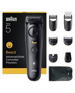 Braun Recortadora De Barba Series 5 BT5560, +8 Accesorios De Afeitado, Lámina De Corte Ultra Afilada, 120 Min De Autonomía, 40 Longitudes, Resistente Al Agua, Dial De Precisión Y Bloqueo, Negro