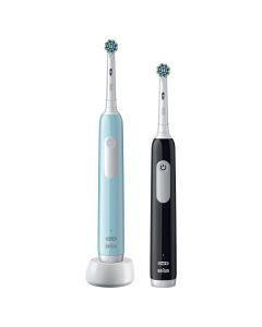 Oral-B Pro Series 1 Pack Doble, Cepillos De Dientes Eléctricos Azul Y Negro, 2 Cabezales, Diseñado Por Braun