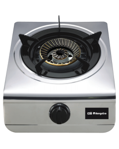 Placa de gas Orbegozo FO 1700 hobs Negro, Acero inoxidable Encimera 1 zona(s)