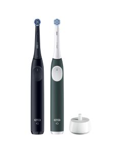 Oral-B iO 2 DUO, Cepillos de Dientes Eléctricos Negro Noche y Verde Bosque, con 2 Cabezales, Diseñados por Braun