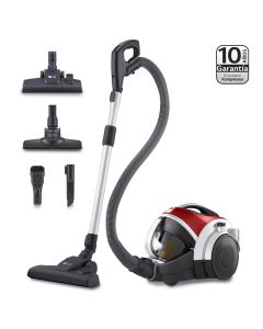 Aspirador sin bolsa LG 650W con sistema de compresión de polvo Kompressor turbo ciclónico rojo