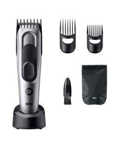 Braun Cortapelos Series 7 HC7590, Máquina De Cortar Pelo Para Hombre, +5 Accesorios De Styling, Lámina De Corte Ultra Afilada, 17 Longitudes, 50 Min De Autonomía, Lavable, Gris