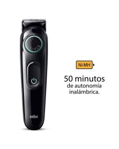 Braun Recortadora De Barba Series 3 BT3411, Recortadora De Barba Eléctrica Para Hombres, Con Lámina Ultraafilada, 40 Ajustes De Longitud, Recargable, 50 Minutos De Autonomía Inalámbrica